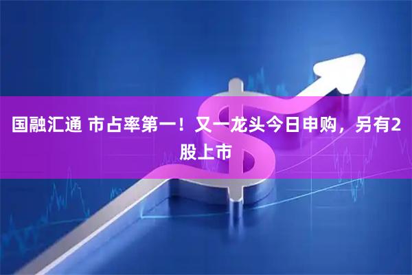 国融汇通 市占率第一!又一龙头今日申购,另有2股上市